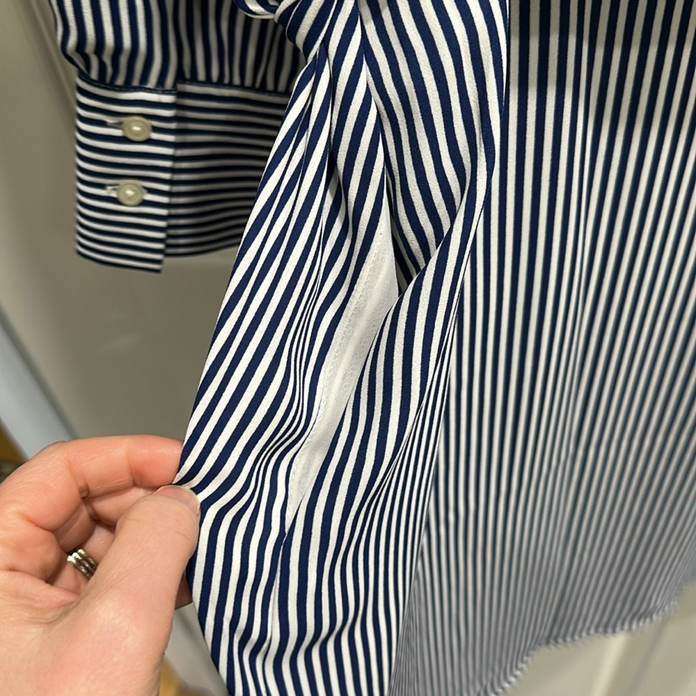 NWT LOFT Navy and White Striped Shirt Dress - Picture 5 of 6